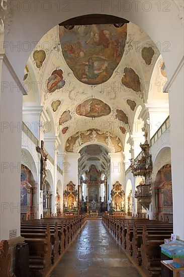 Interior nave of the monastery church of St. Trudpert