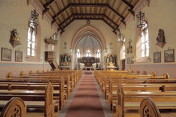 Interior view of the Heiliggeistkirche in Laufenburg