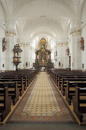 Interior view of the baroque St. John's Church in Donaueschingen