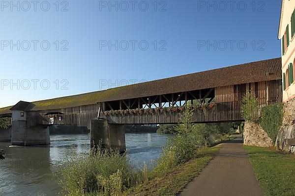 Historic wooden bridge over the Rhine in Bad Saeckingen