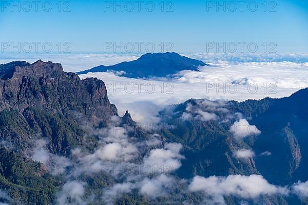 View from the summit of Roque de los Muchachos over the mountain landscape