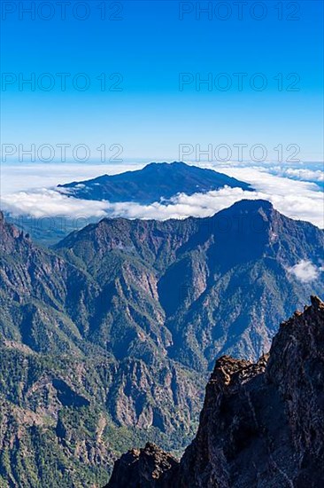 View from the summit of Roque de los Muchachos over the mountain landscape