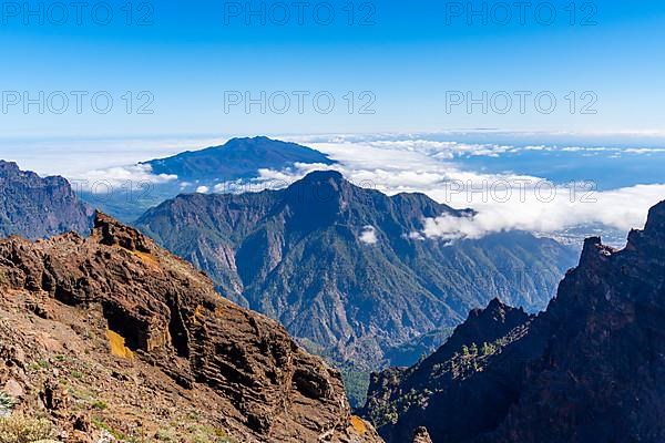 View from the summit of Roque de los Muchachos over the mountain landscape