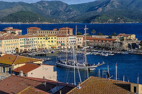 View of the old harbour of Portoferraio