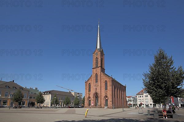 Neo-Gothic Friedenskirche on the market square in Kehl