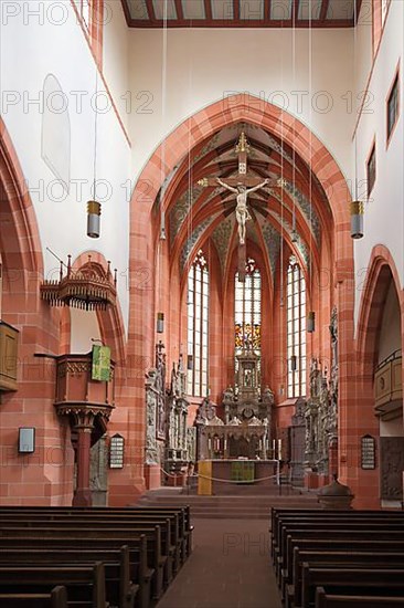 Interior view of the late Gothic collegiate church in Wertheim