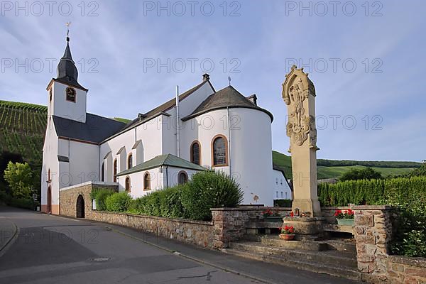 St. Maria Church built in 1783 with wayside shrine in Kluesserath