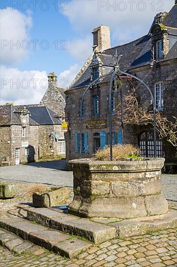 Village square with fountain