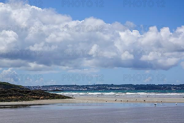 Sandy beach beach Sainte-Anne-la-Palud at low tide