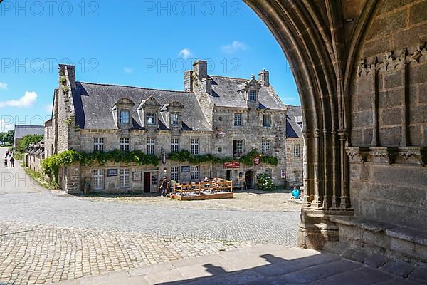 View from the portal of the Saint-Ronan church onto the village square