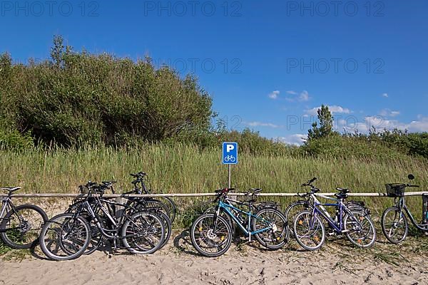 Bicycle car park on the beach