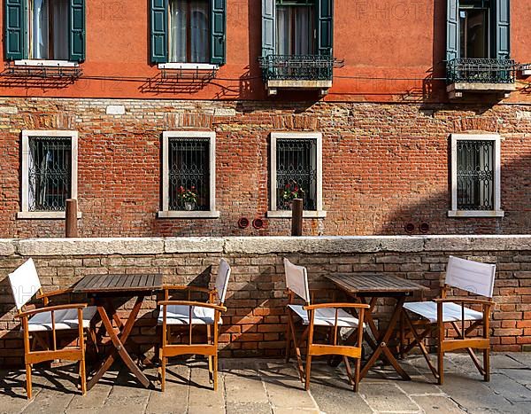 Venetian house facades in the lagoon city of Venice