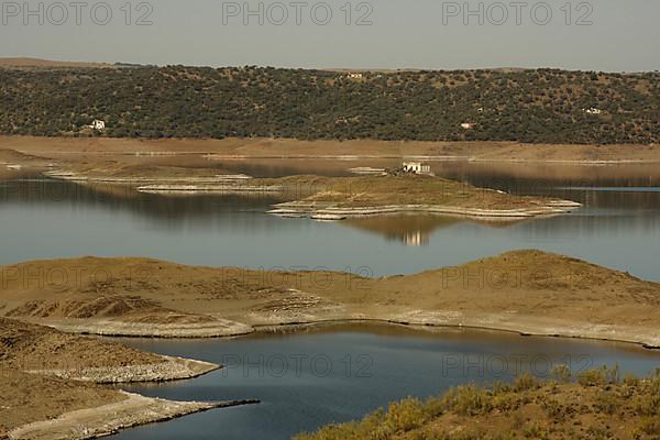 Lake landscape with reservoir