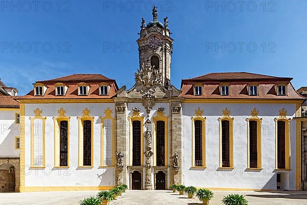 Inner courtyard of the Ellingen Residence with the Castle Church of the Assumption of the Virgin Mary