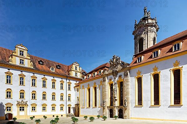 Inner courtyard of the Ellingen Residence with the Castle Church of the Assumption of the Virgin Mary