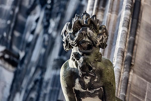 Mystical figures as gargoyles at Cologne Cathedral