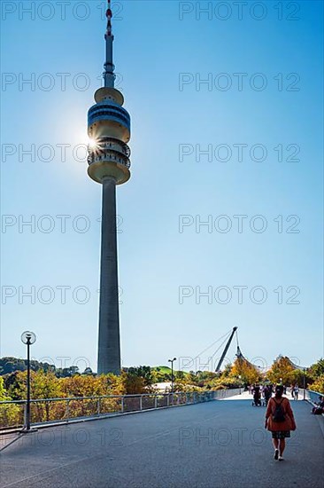 Olympic Park with TV tower backlit and tent roof