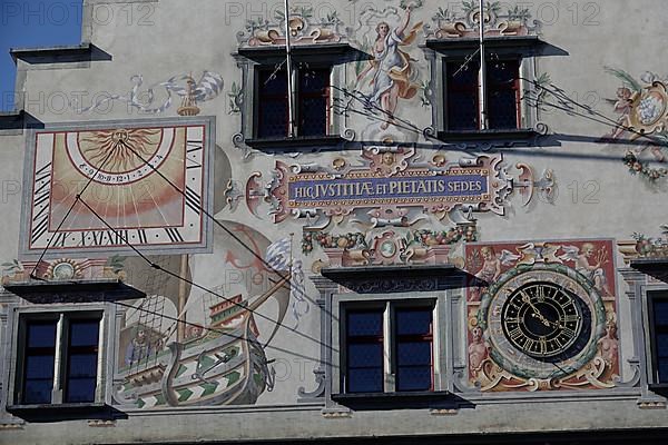 Old town hall in Gothic style with picture friezes