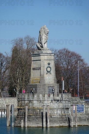 Bavarian lion at the harbour entrance Lindau on Lake Constance