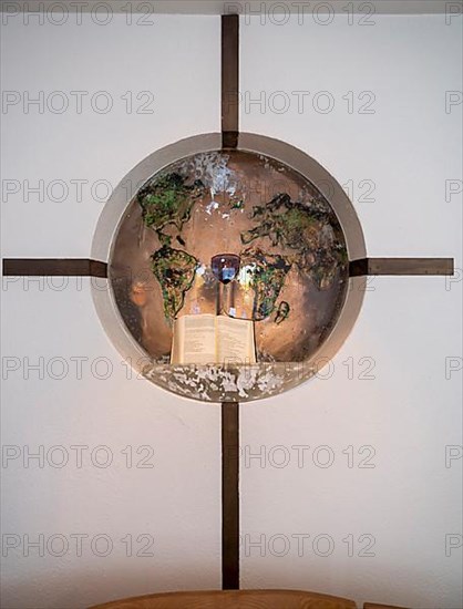 Wall cross with glass globe