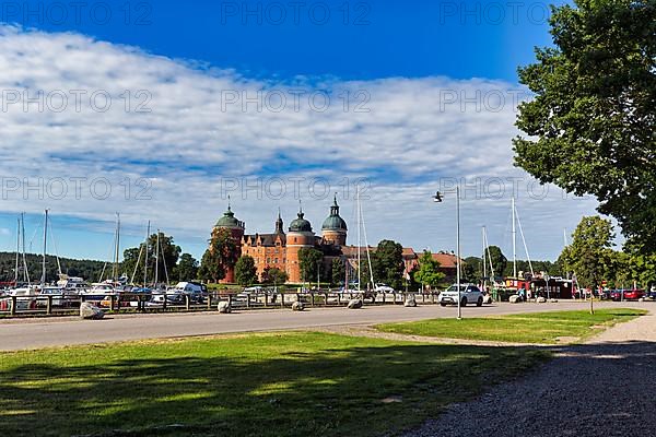 View of the marina and Gripsholm Castle in summer