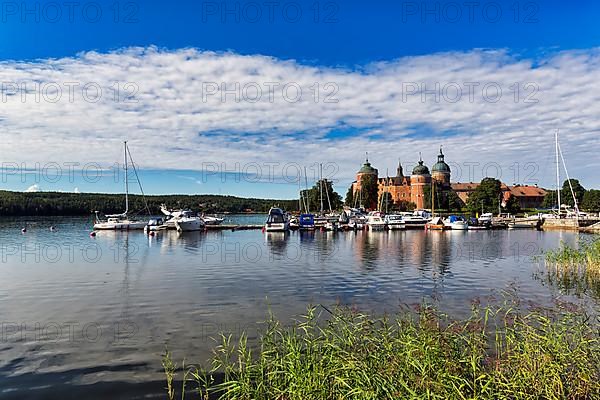 View of the marina and Gripsholm Castle in summer