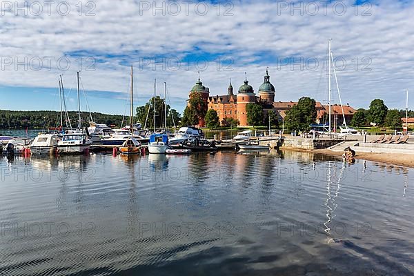 View of the marina and Gripsholm Castle in summer