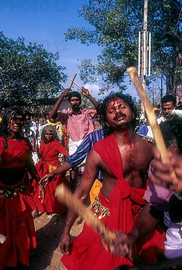 Velichappadu or Oracles in Bharani festival in Kodungallur