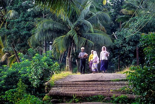 Muslim children on the way to Madrasa school in Kodungallur