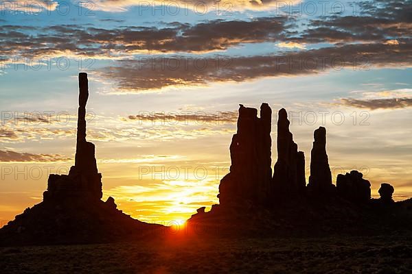 Sunrise with Totem Pole backlit