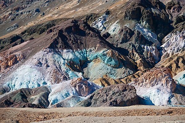 Artist's Palette rock discoloured by minerals in evening light