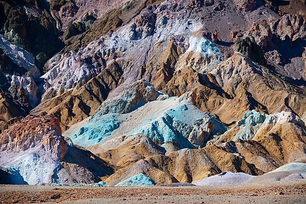 Artist's Palette rock discoloured by minerals in evening light