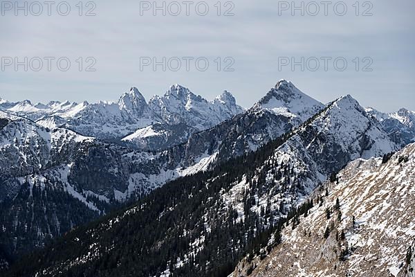 View of Tannheimer Berge with Gimpel and Rote Flueh