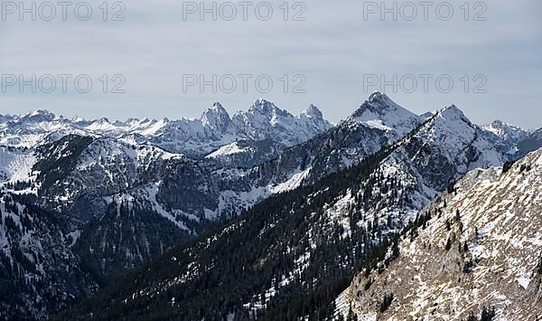 View of Tannheimer Berge with Gimpel and Rote Flueh