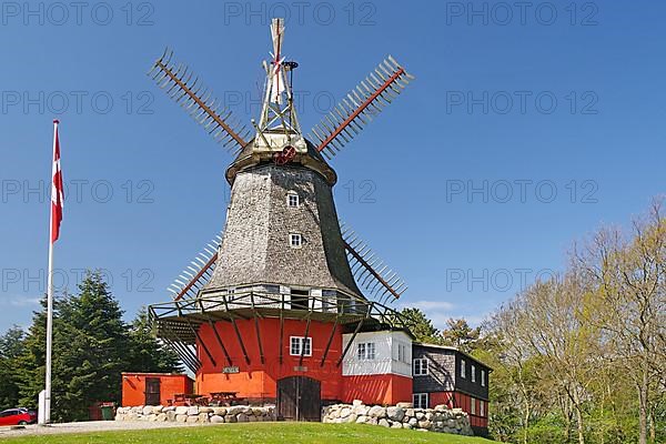 Large windmill with Danish flag