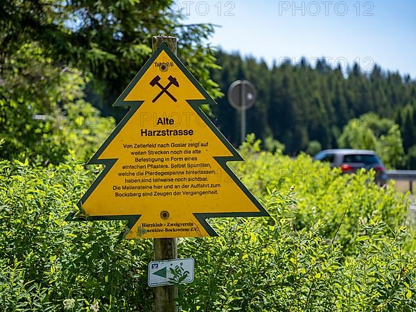 Sign in the shape of a fir tree on the Old Harz Road between Zellerfeld and Goslar