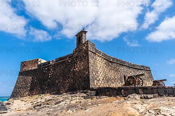 Historic San Gabriel Castle located on the island in Arrecife