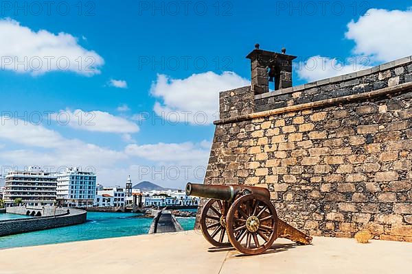 Historic San Gabriel Castle located on the island in Arrecife