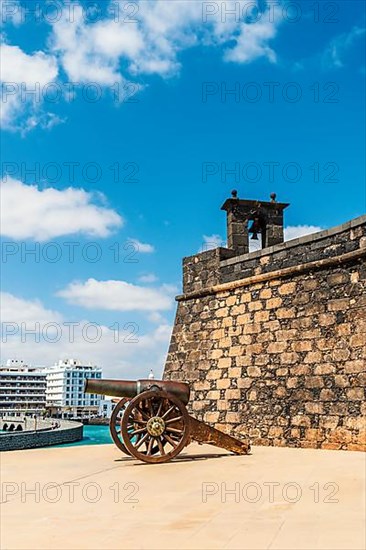 Historic San Gabriel Castle located on the island in Arrecife