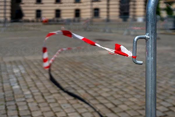Red and white striped barrier tape