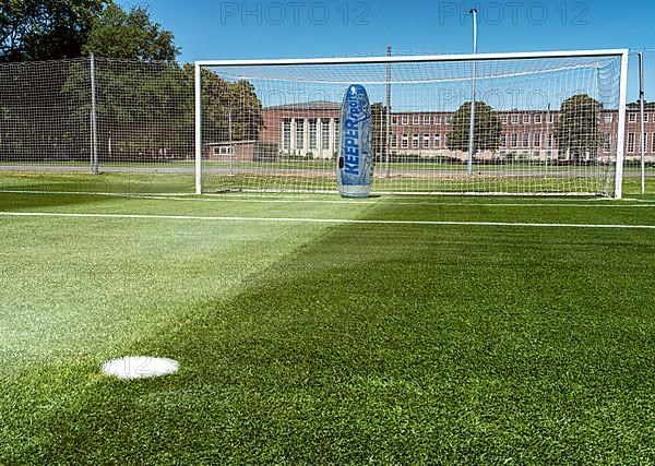 Plastic keeper in football goal