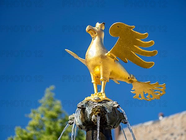 Golden eagle on the market fountain on the market square