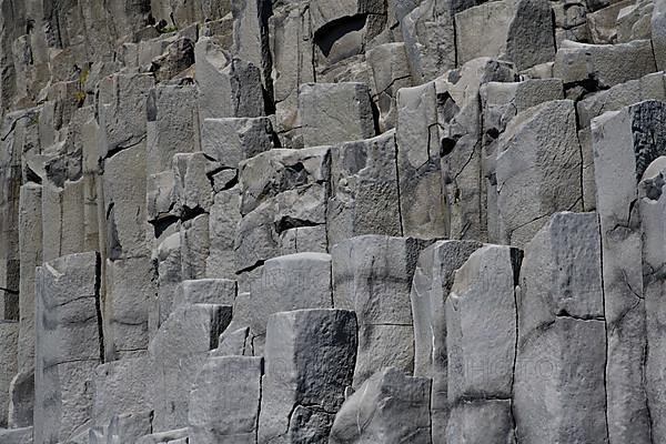 Detail of the basalt columns on the black beach near Vik i Myrdal