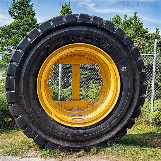 Large old tyre with the inscription Michelin X