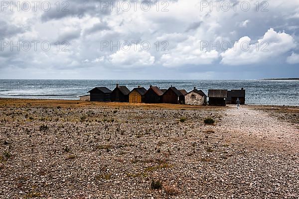 View of old fishing huts