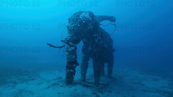 Sculpture of an elephant on the seabed. Lighthouse dive site