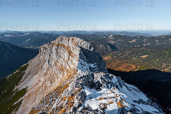 Summit ridge with first snow in autumn