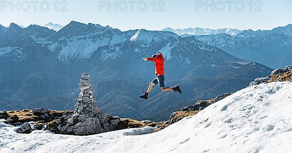 Mountaineer jumping