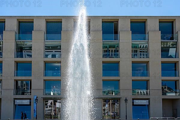 Water fountain on Pariser Platz in front of a DZ Bank branch