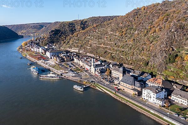 Aerial view of the Rhine and St. Goar